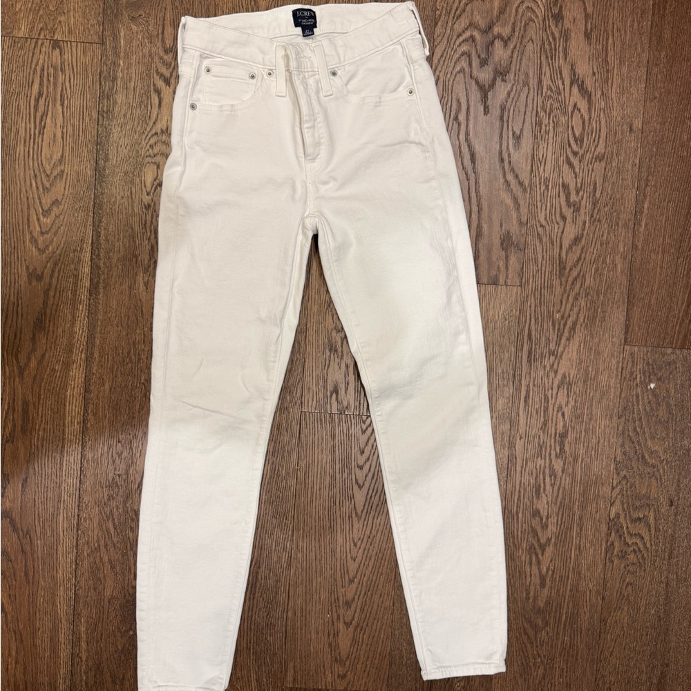 J. Crew Cream Mid-Rise Skinny Jeans